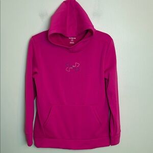 NWT Youth Girls Under Armour Pink Hoodie with Purple Emblem